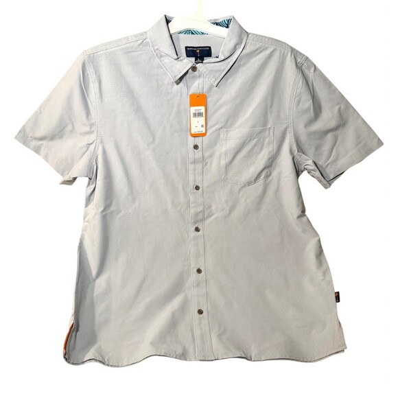Margaritaville Casual Button Down Collard Men's Shirt Grey Dawn Beach Size L - Picture 1 of 4
